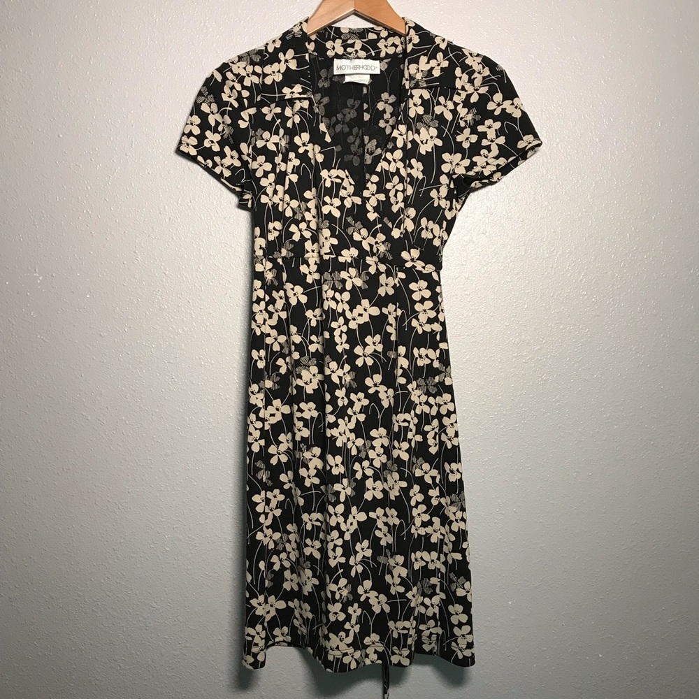 Motherhood Black Fit Flare Wrap Maternity Dress S